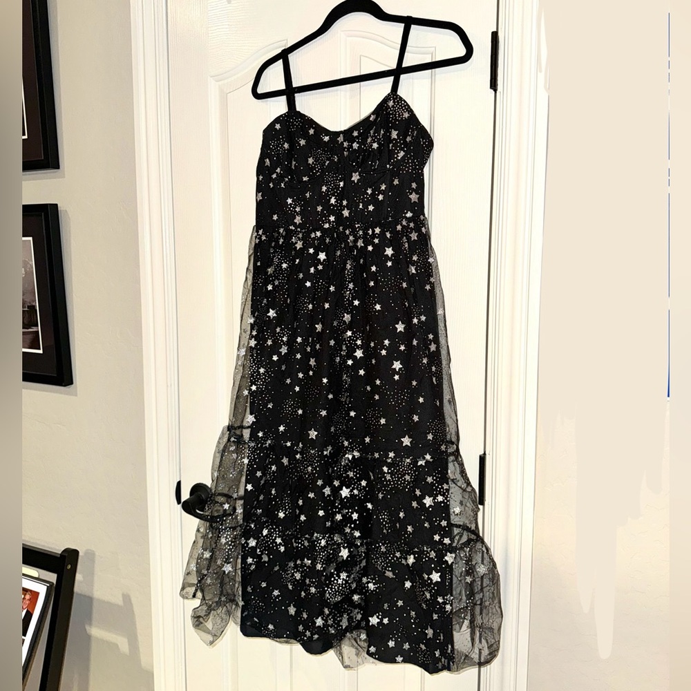 Viral Betsey Johnson Silver Stars Bustier Cup Dress
